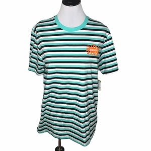 Nickelodeon Striped T-Shirt Seafoam Green White Medium